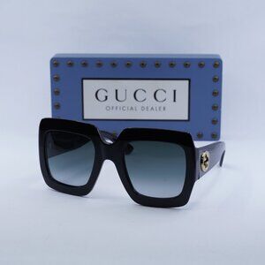 Gucci GG0053SN 001 Black Square Sunglasses - Black/Grey